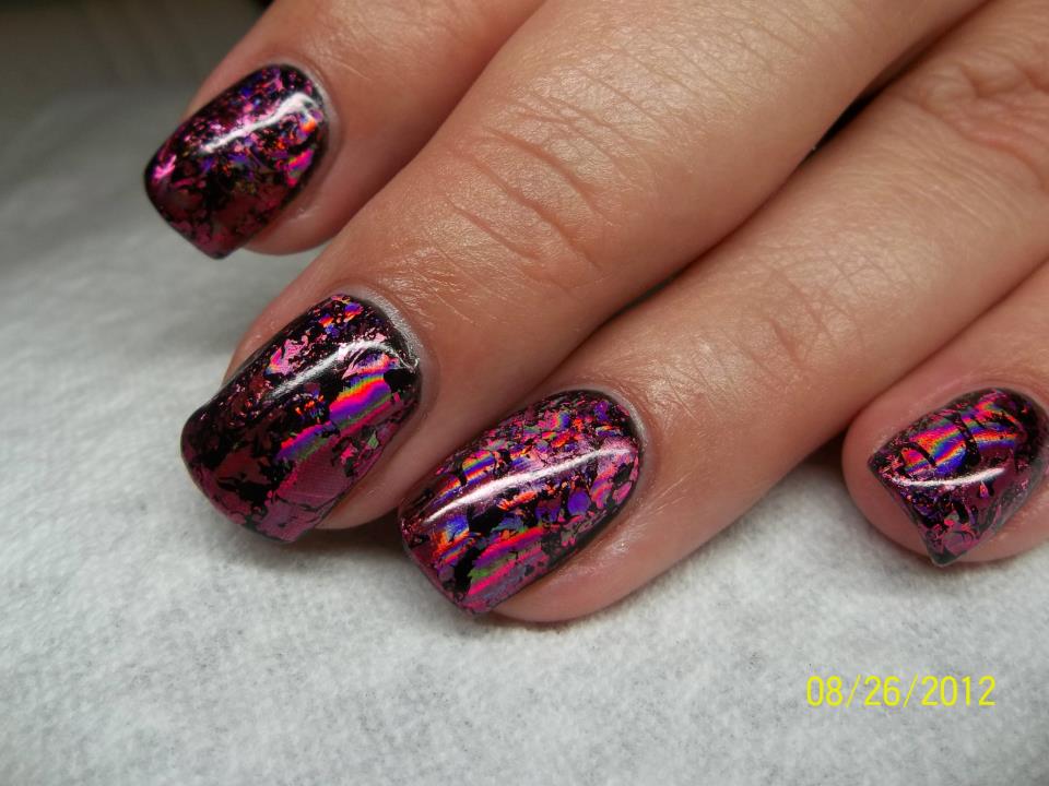 opi gel overlay with black pool shellac gel color and